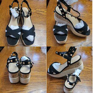 Black Wedge Sandals